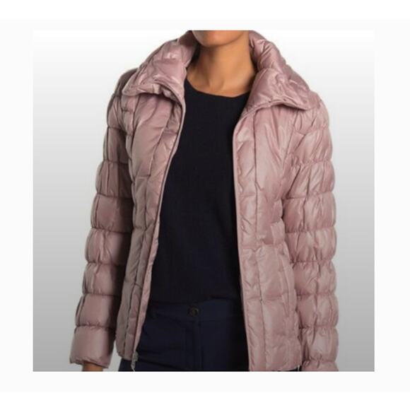 Kenneth Cole New York Quilted Puffer Jacket Long Sleeves Pink Size XLarge - Picture 1 of 7